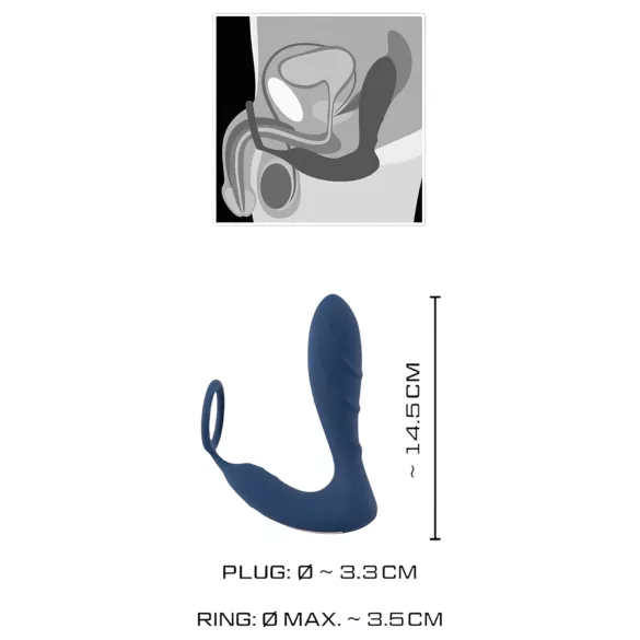 You2Toys - Plug anal vibrant prostate avec anneau pénis - silicone bleu