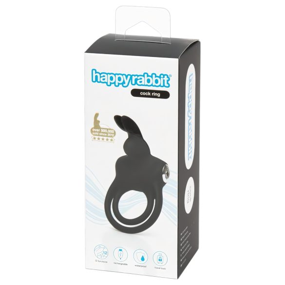 Anneau Pénien & Testiculaire Étanche Happyrabbit - Rechargeable (Noir)