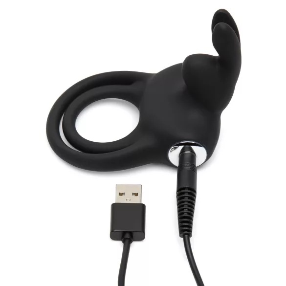 Happyrabbit - anneau pénis et testicules vibrant étanche - rechargeable noir