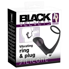   Black Velvets - plug anal vibrant avec cockring - silicone noir
