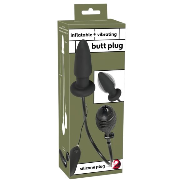 You2Toys - plug anal gonflable vibrant - silicone noir