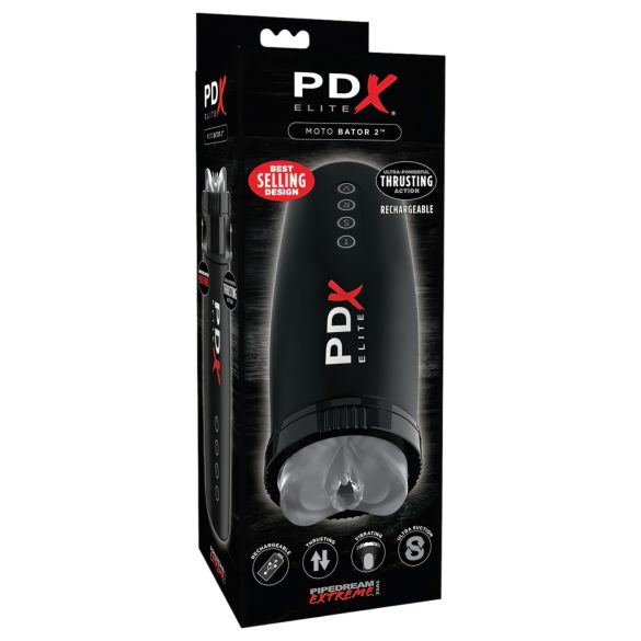 PDX Elite Moto Bator 2 - vaginette automatique à succion et mouvement (noir)