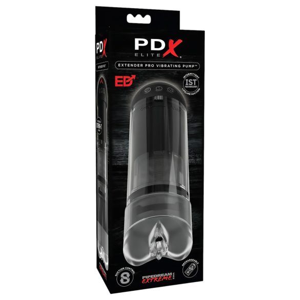 PDX Elite Extender Pro - vaginette vibrante aspirante rechargeable (noire)
