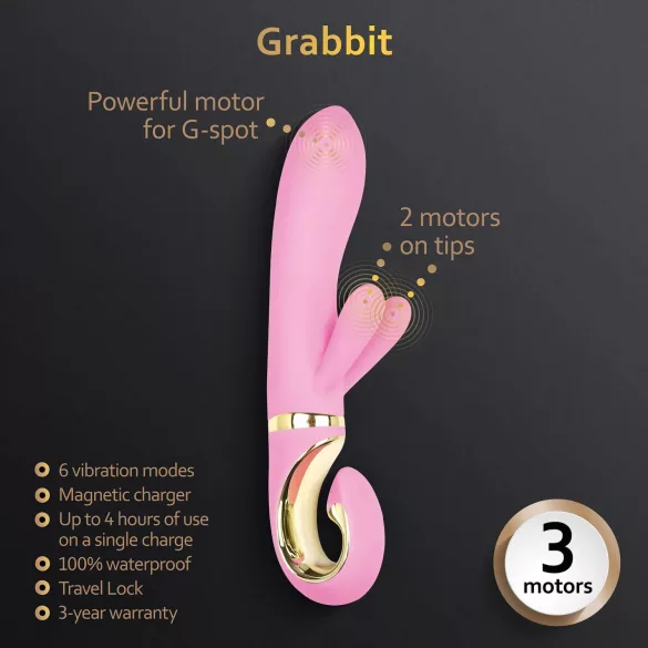 G-Vibe GRabbit - vibromasseur point G rechargeables 3 moteurs - rose