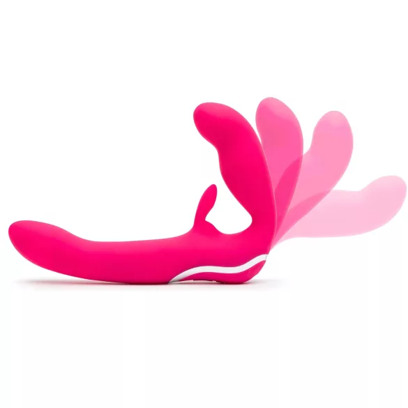 Happyrabbit - gode ceinture sans harnais vibrant - silicone rose