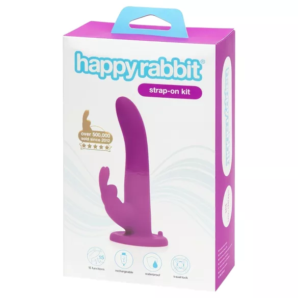 Happyrabbit Strap-On - harnais vibrant lapin avec stimulateur clitoridien (violet)