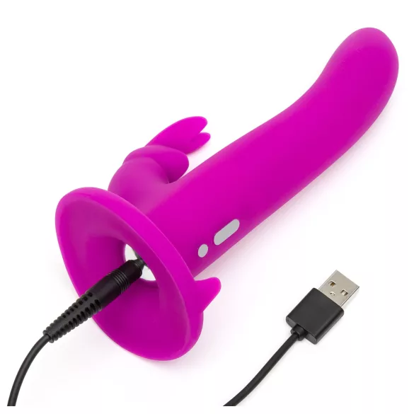 Happyrabbit Strap-On - harnais vibrant lapin avec stimulateur clitoridien (violet)