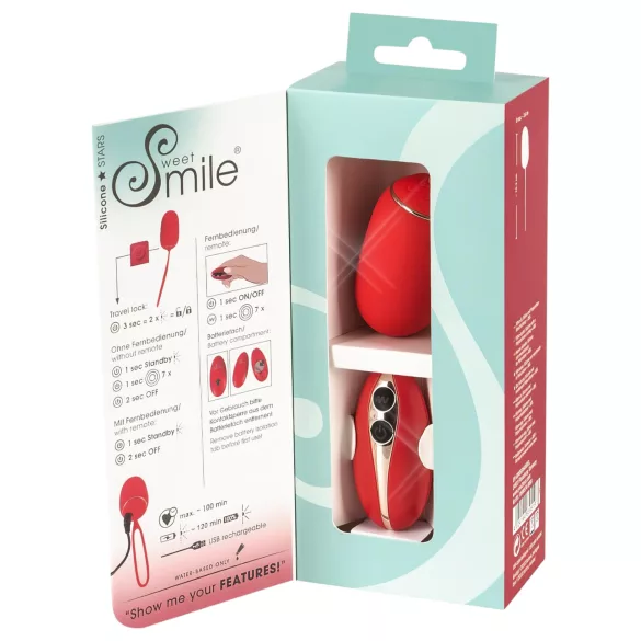 SMILE - œuf vibrant sans fil rechargeable - rouge