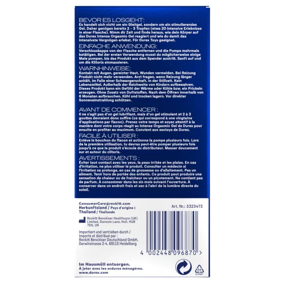 Durex Intense Orgasmic - gel stimulant clitoridien (10 ml)