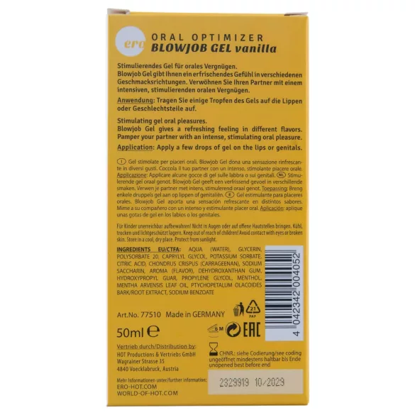 Blowjob Gel - gel lubrifiant oral - goût vanille - 50ml