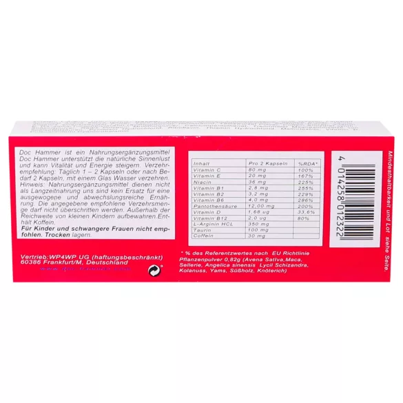 Doc Hammer - complément alimentaire sexuel - unisexe - 24 gélules