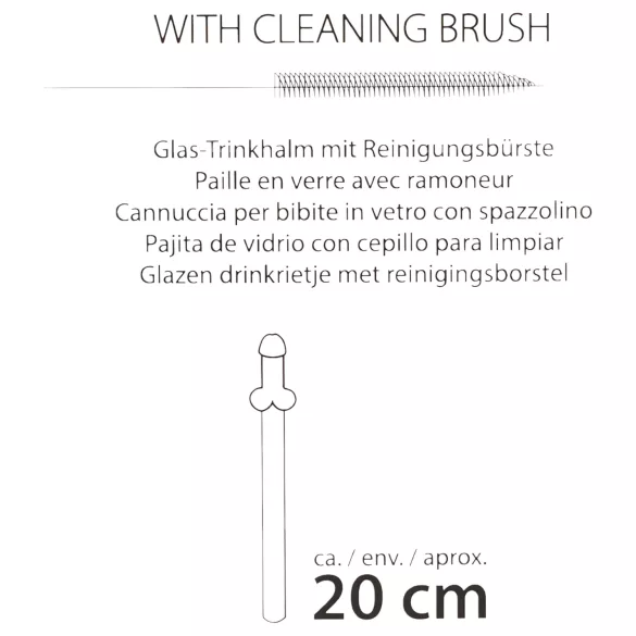 Straw Willy - paille en forme de pénis - verre transparent - lot de 4