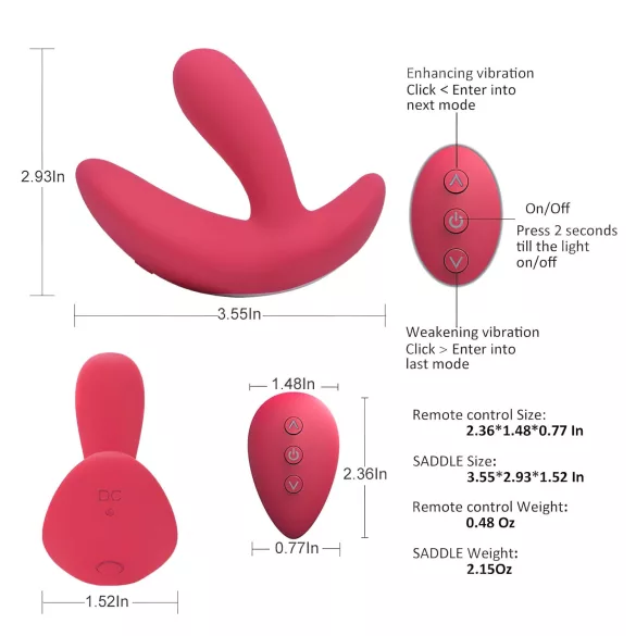 Cotoxo - masseur prostatique vibrant télécommandé - silicone rouge