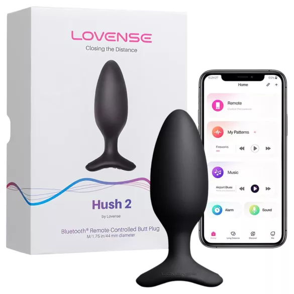 Lovense Hush 2 S - Plug anal vibrant contrôlable par application (38 mm, noir)
