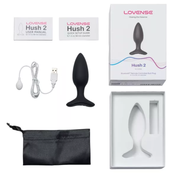 Lovense Hush 2 S - Plug anal vibrant contrôlable par application (38 mm, noir)