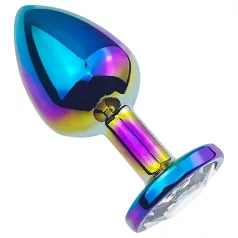 Sunfo - plug anal métal - pierre blanche arc-en-ciel