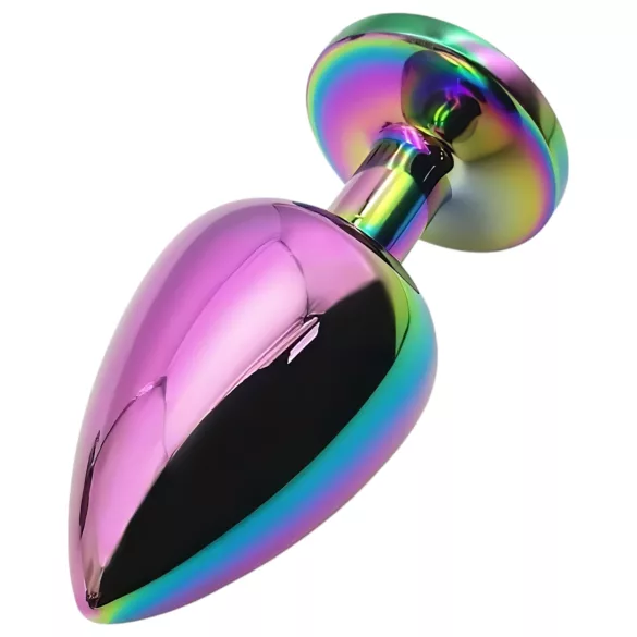 Sunfo - plug anal métal - pierre blanche arc-en-ciel