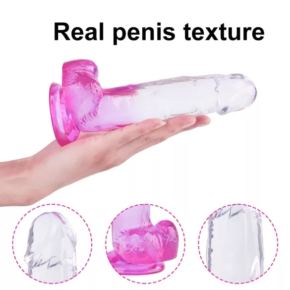 Sunfo - gode ceinture ventouse avec testicules - 22cm - transparent violet