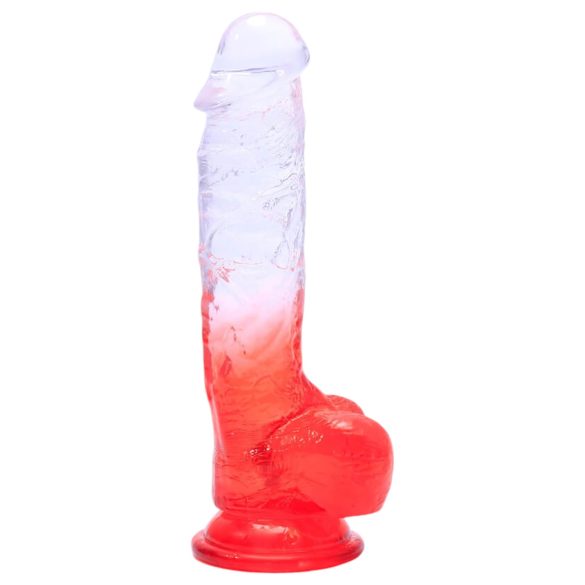 Sunfo - godemiché ventouse avec testicules - 21cm (transparent-rouge)