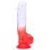 Sunfo - godemiché ventouse avec testicules - 21cm (transparent-rouge)