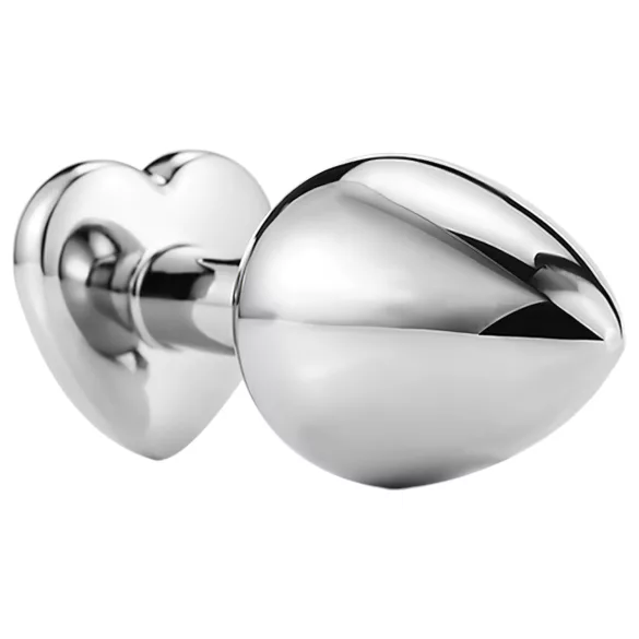Sunfo - plug anal en métal avec pierre en forme de cœur (argent-blanc)