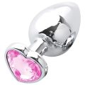 Sunfo - Plug anal en métal avec pierre en forme de cœur (argent-rose)