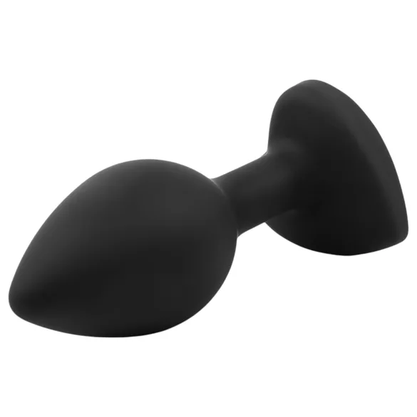 Sunfo - plug anal en silicone avec pierre cœur - noir et blanc