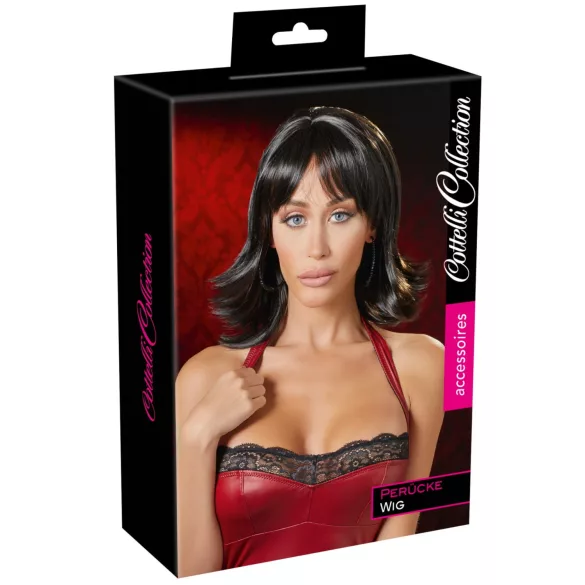 Cottelli - perruque droite noire pour femme, accessoire de déguisement