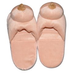 Chaussons peluche - forme seins