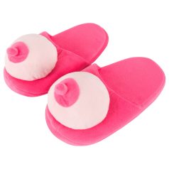 Chaussons peluche roses - forme seins