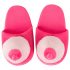 Chaussons peluche roses - forme seins