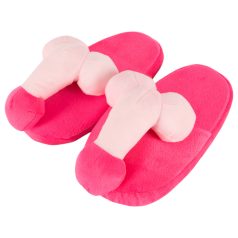 Chaussons peluche rose - forme pénis
