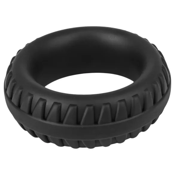 Pulselock Forge - anneau pénien en silicone à motif de bande de roulement (noir) - 35 mm