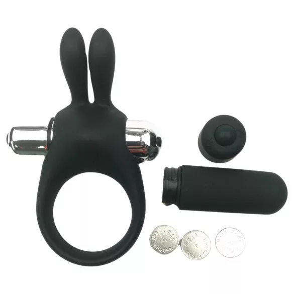 Pulselock Vantr - anneau pénien vibrant avec stimulateur en forme de lapin (noir) - 30 mm