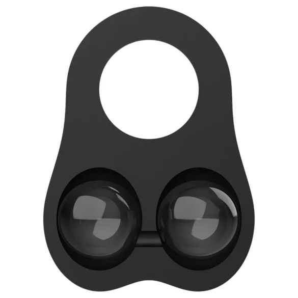 Pulselock Taur - anneau testiculaire en silicone avec billes lestées (noir)
