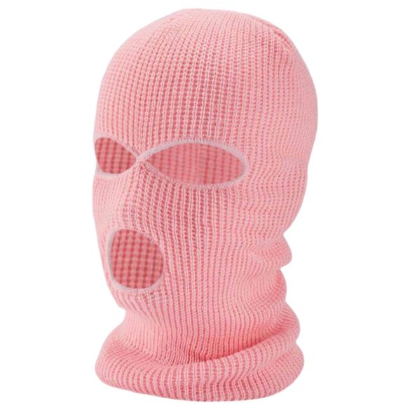 Balaclava - masque coquin tricoté à 3 ouvertures (rose)