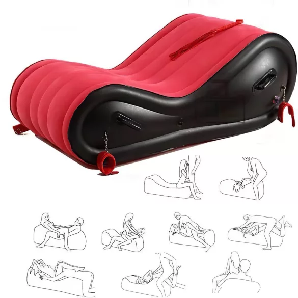 Magic Pillow - mobilier BDSM gonflable avec menottes - grand - rouge
