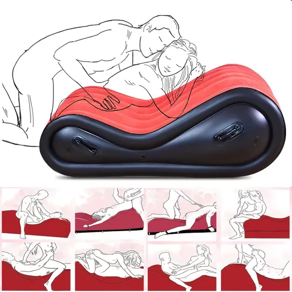 Magic Pillow - mobilier BDSM gonflable avec menottes - grand - rouge