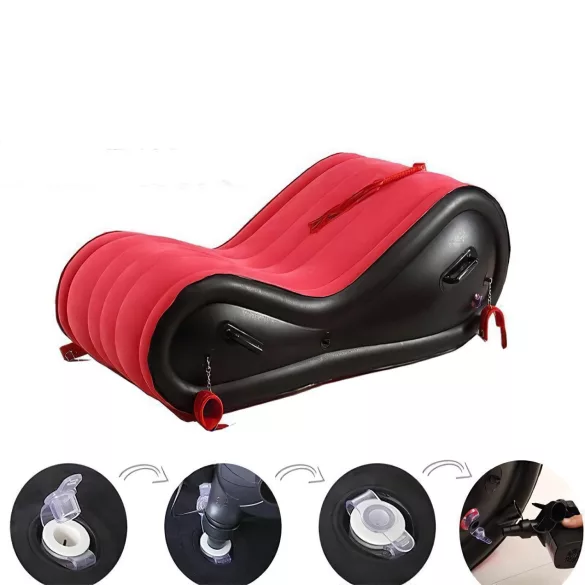 Magic Pillow - mobilier BDSM gonflable avec menottes - grand - rouge