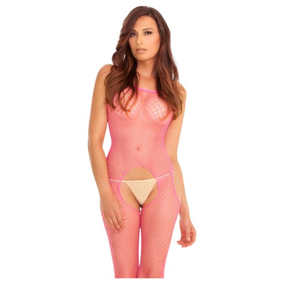 Rene Rofe - combinaison résille rose (S-L)