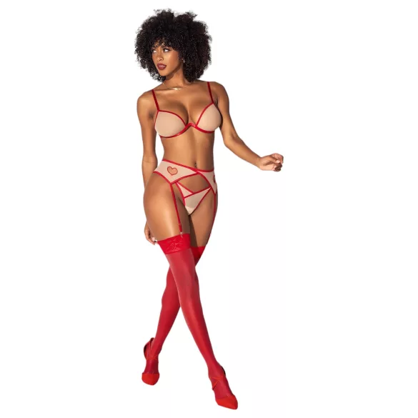 Mapalé - Ensemble soutien-gorge 3 pièces découpé (rouge-naturel) - (S/M)
