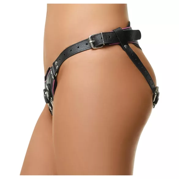 ZADO - bas en cuir pour gode-ceinture BDSM (noir, S-L)