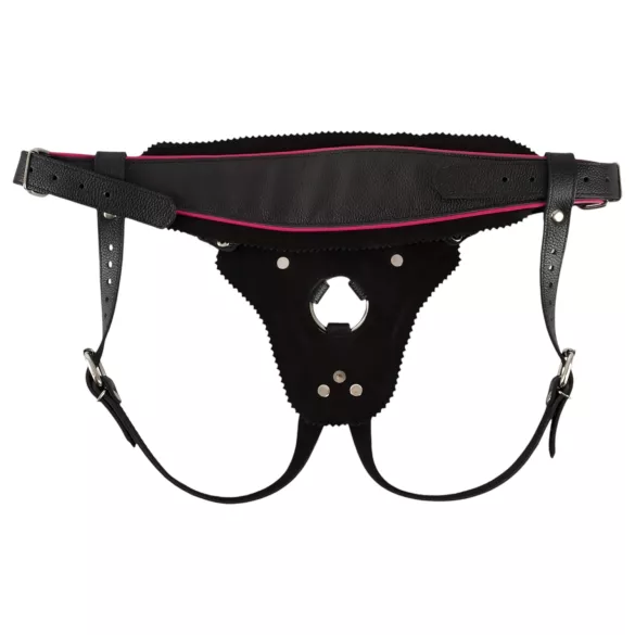 ZADO - bas en cuir pour gode-ceinture BDSM (noir, S-L)