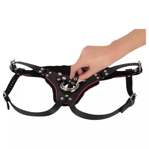 ZADO - bas en cuir pour gode-ceinture BDSM (noir, S-L)