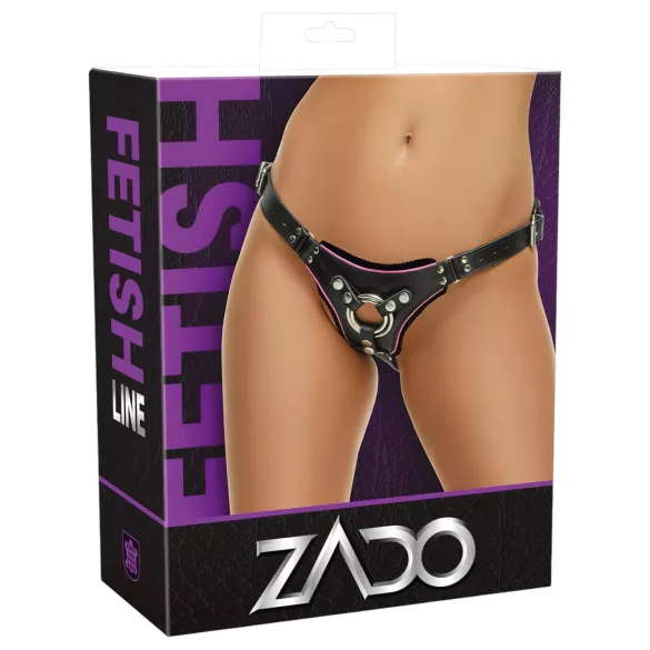 ZADO - bas en cuir pour gode-ceinture BDSM (noir, S-L)