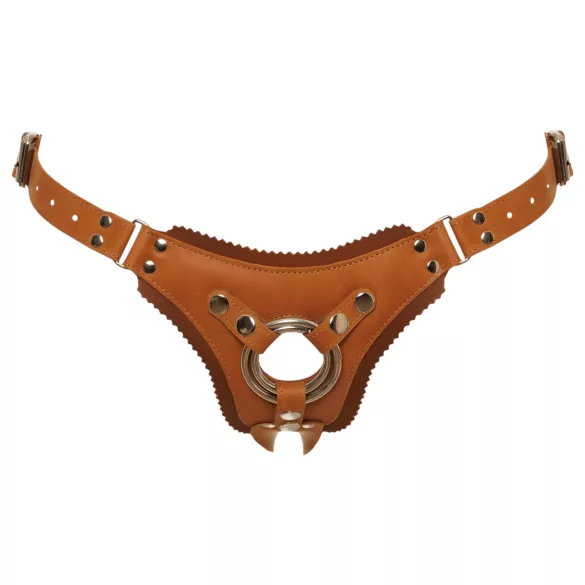 ZADO - harnais en cuir pour godemiché - marron