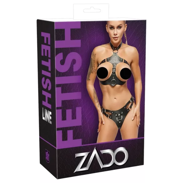 ZADO - ensemble cuir avec bretelles (noir) - L/XL