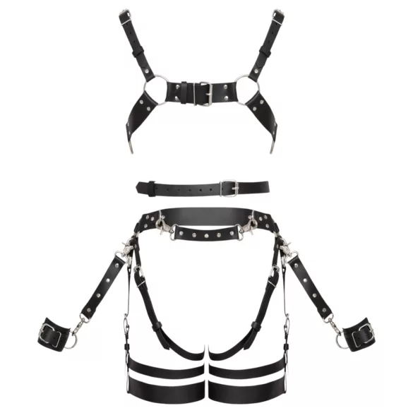 ZADO - harnais en cuir multi‑pièces avec menottes - noir - L/XL