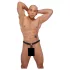 ZADO - string cuir avec gode et 3 anneaux péniens