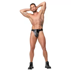   ZADO - string ceinture de chasteté en cuir noir avec 2 cadenas (S-2XL)